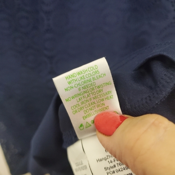 Lilly Pulitzer Navy Alden Tunic Dress Embroidered Neckline V-Neck Medium - Picture 10 of 12